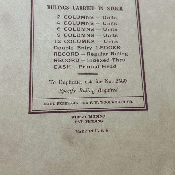 Antique Woolworth Herald Square Two Column Spiral Notebook - Picture 9 of 14